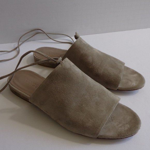 Vince Shoes - Vince Sz 6 Damon Sandal Woodsmoke Tan Suede Tie Up